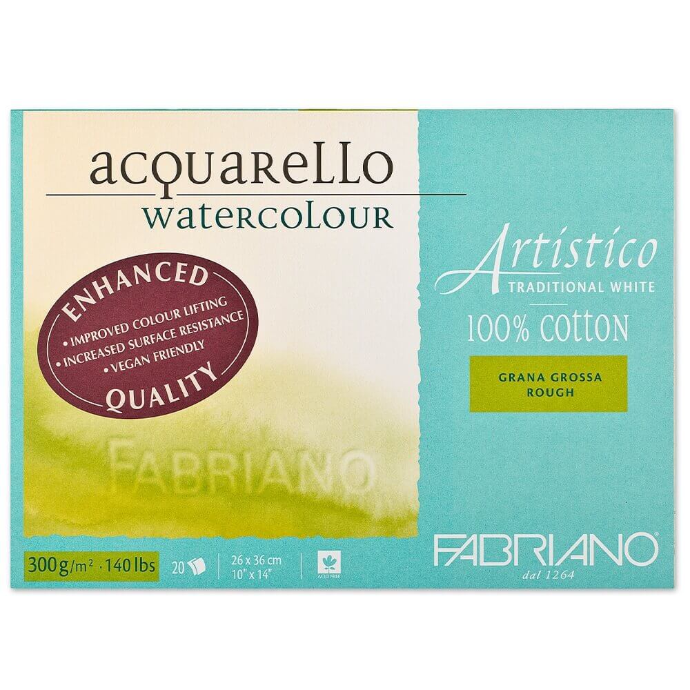 Bloco de Papel Para Aquarela Acquarello Fabriano Vegan GG 300g/m² 26x36cm